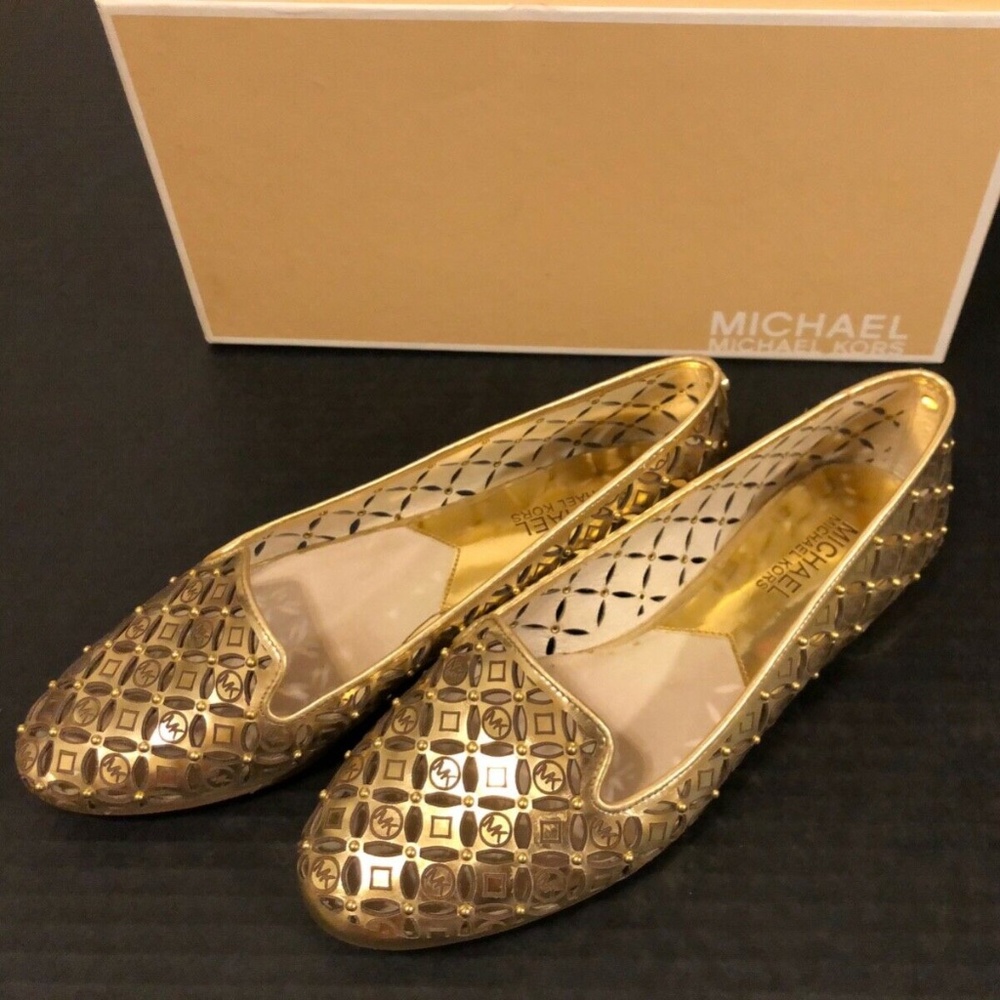 micheal kors Gabriella flat metallic leather